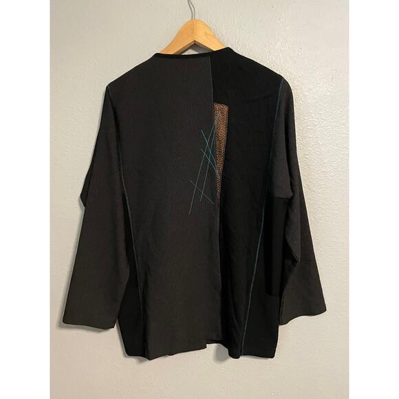 Kd Spring Jacket Womens Small Black Brown Blue Patterned Artwear Made USA Modern - Picture 3 of 7